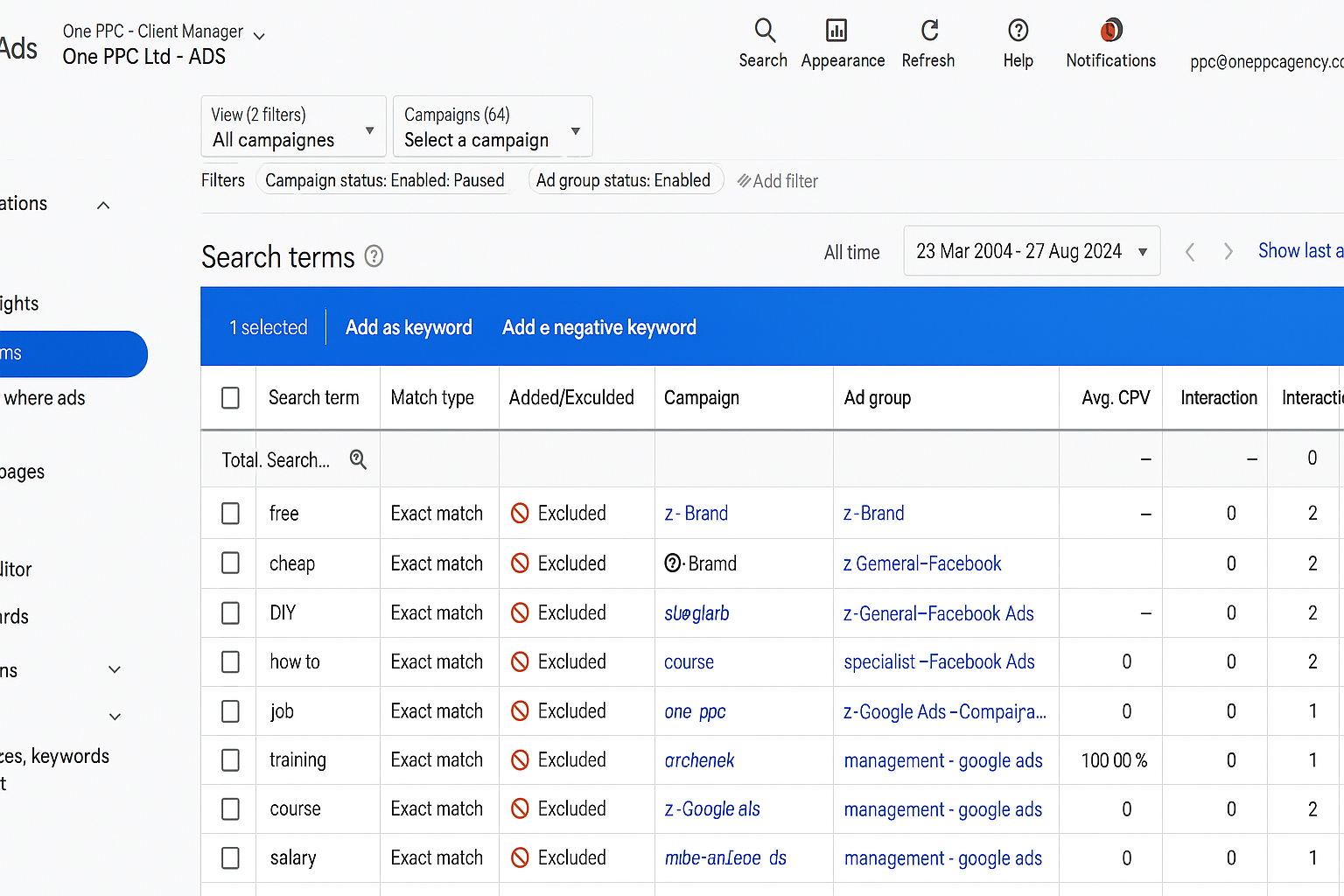 Negative Keywords for Mechanic Google Ads